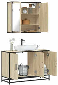 Set Mobili Da Bagno 2 Pz Rovere Sonoma İn Legno Multistrato /