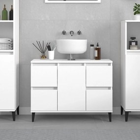 Mobile Lavabo Bianco 80x33x60 Cm İn Legno Multistrato /