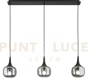 Lampadario a sospensione jaipur fume' e nera 3 luci attacco e14 97x...