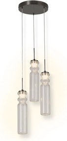 Sospensione Linea vetro trasparente D80 cm 3x15W CCT