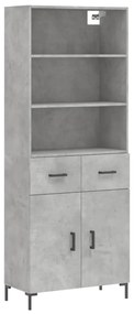 Credenza grigio cemento 69,5x34x180 cm in legno multistrato