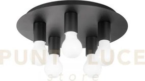 Plafoniera strike nera 5 luci attacco e27 35x35x86cm in metallo