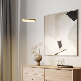 Lampada LED a sospensione Gion di Quitani, a 1 luce, bianco/ottone