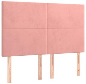 Letto a Molle con Materasso e LED Rosa 140x190 cm in Velluto