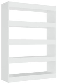 Libreria/divisorio bianco lucido 100x30x135 cm