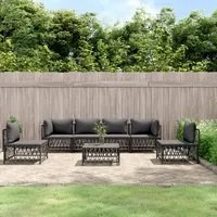 Set Divani da Giardino 7 pz con Cuscini Antracite in Acciaio 3186845