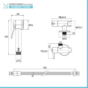 Set bidet incasso cromato con pulsante shut-off e supporto con rubinetto