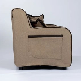 Divano sfoderabile 2 posti 146 cm PARIGI bordino Marrone colore Beige Scuro