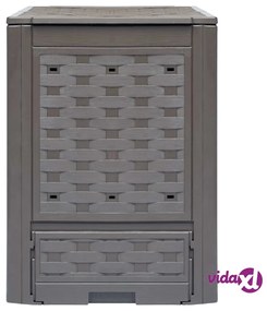 vidaXL Compostiera Giardino Marrone 60x60x83 cm 300 L Rattan Plastica
