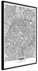 Poster  City Map: Paris  Cornice Quadri Cornice nera, Larghezza x Altezza Home decor 20x30