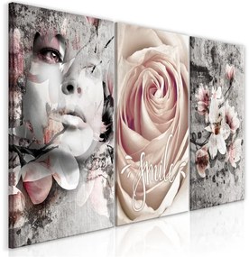 Quadro Floral Smile (3 Parts)  Colore Rosa, Dimensioni e Misure 120x60