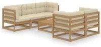 Set Divani da Giardino 6 pz con Cuscini Legno Massello di Pino 3076382