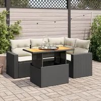 Set Divani da Giardino 5 pz con Cuscini in Polyrattan Nero 3327031