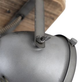 Faretto industriale in acciaio con legno inclinabile - Emado