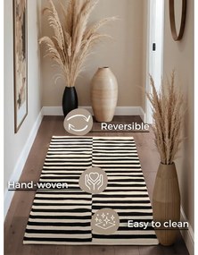 Passatoia bianca e nera in lana reversibile/tessuta a mano 80x200 cm Donna – Hanse Home