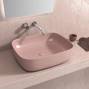 Kamalu - Lavabo da appoggio colore rosa opaco | KLT-490R