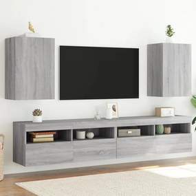 Mobili TV Muro 2pz Grigio Sonoma 40,5x30x60cm Legno Multistrato