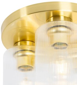 Plafoniera Art Déco dorata con vetro 3 luci - Laura