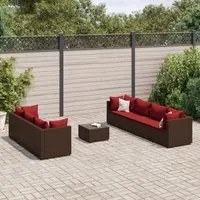 Set Divani da Giardino 8 pz con Cuscini in Polyrattan Marrone 3308037