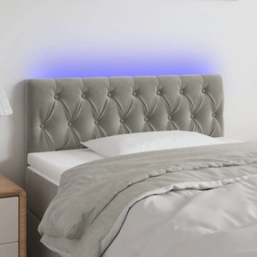 Testiera A Led Grigio Chiaro 90x7x78/88 Cm İn Velluto /