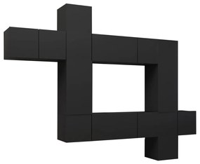 Set mobile tv 10 pz nero in truciolato