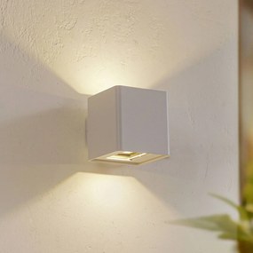 Lucande Applique da esterni LED Aaron, bianco, IP54, su/giù