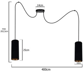 Lampadario a sospensione con filo AVALO 2xE27/60W/230V ragno nero