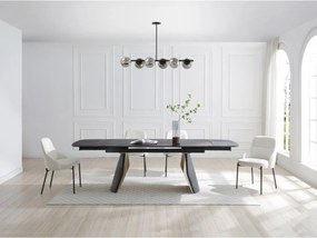 Lampadario in metallo - 6 globi in vetro fumé - L. 98 cm - Nero - YUKON