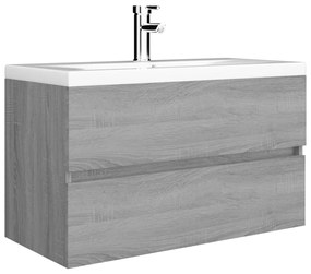 Mobile bagno e lavabo integrato grigio sonoma legno multistrato