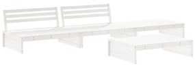 Set divani da giardino 4pz con cuscini in legno massello bianco