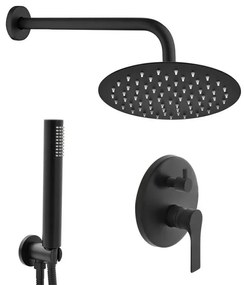 Set doccia incasso nero opaco completo con soffione 25 cm e kit doccino