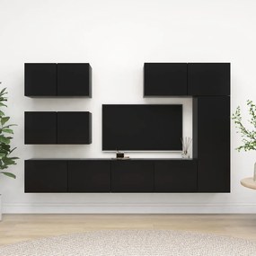 Set Di Mobili Porta Tv 6 Pz Nero İn Legno Multistrato /