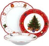 Set posto tavola 3 piatti Natale Albero rosso