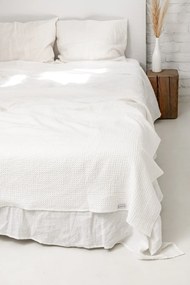 Copriletto A Nido Dape İn Lino Bianco / 53x81"/135x205cm / White