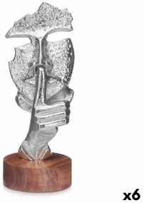Statua Decorativa Viso Argentato Legno Metallo 12 x 29 x 11 cm