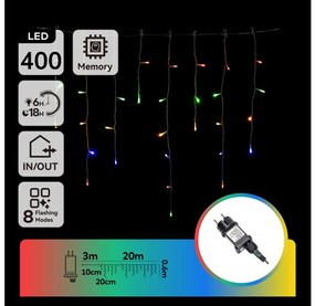 Aigostar - Catena LED natalizia da esterno 400xLED/8 funzioni 23x0,6m IP44 multicolore