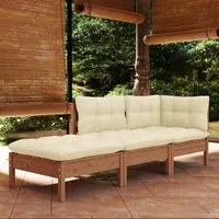 Set Divani da Giardino 3 pz con Cuscini Legno Massello di Pino 3096283