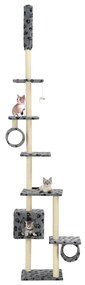 Albero Per Gatti E Tiragraffi Sisal 260cm Zampe Stampate Grigio /