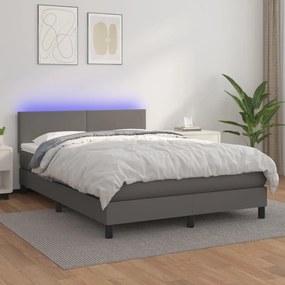 Giroletto Molle Con Materasso E Led Grigio 140x200cm Similpelle /