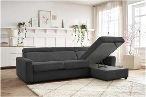 Divano angolare in grigio scuro allungabile (con composizione variabile) con rivestimento in velluto a coste Monaco – Bobochic Paris