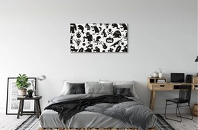 Quadro su tela Sfondo bianco creature nere 100x50 cm