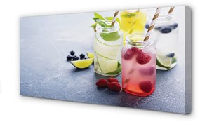 Quadro su tela Cocktail lampone lime limone 100x50 cm