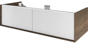 Mobile da bagno sospeso sotto lavabo L 120 x H 32 x P 48 cm noce laccato lucido, 2 cassetti SENSEA Neo