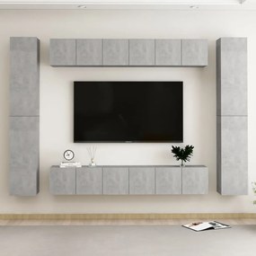 Set porta tv 10 pz grigio cemento in truciolato