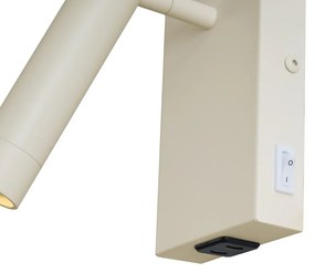 Lampada da parete moderna beige regolabile con USB-C - Croft