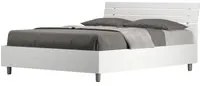 Letto Matrimoniale Francese 140x190 cm con Rete Ankel Testata Doghe Inclinata Bianco Frassino