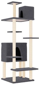 Albero per gatti con tiragraffi in sisal grigio scuro 154 cm