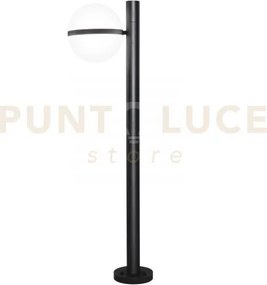 Paletto orbit nero 1 luce attacco e27 ip44 26x100cm base in alluminio