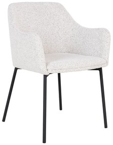 Sedia da pranzo bianca in imbottito con braccioli Melilla – House Nordic
