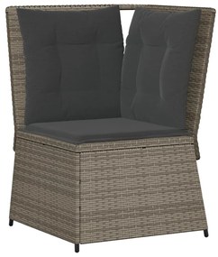 Set divani da giardino 4 pz con cuscini in polyrattan grigio